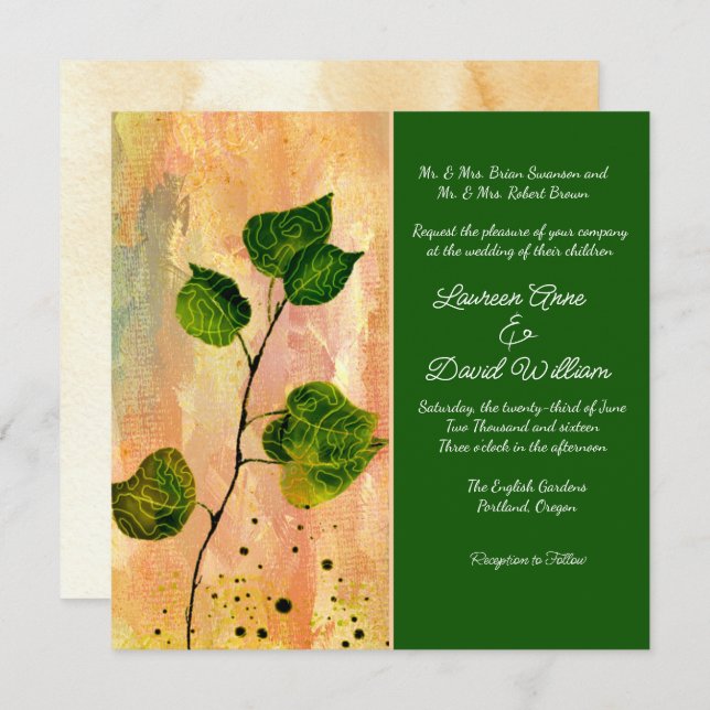 Aspen Leaves Custom Wedding Invitation (Front/Back)