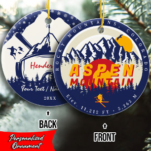 Aspen Mountain Colorado Vintage Ski Souvenirs Ceramic Ornament