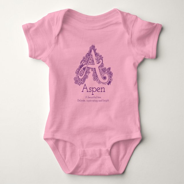 Aspen name and meaning baby girls clothing bodysuit (Front)