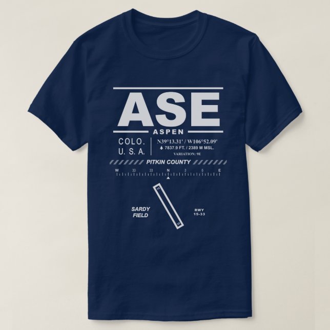 Aspen Pitkin County Airport ASE T-Shirt (Design Front)