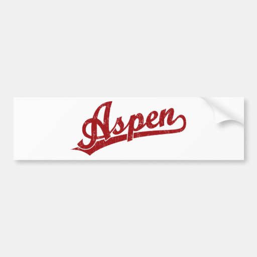 Aspen script logo in red bumper sticker | Zazzle