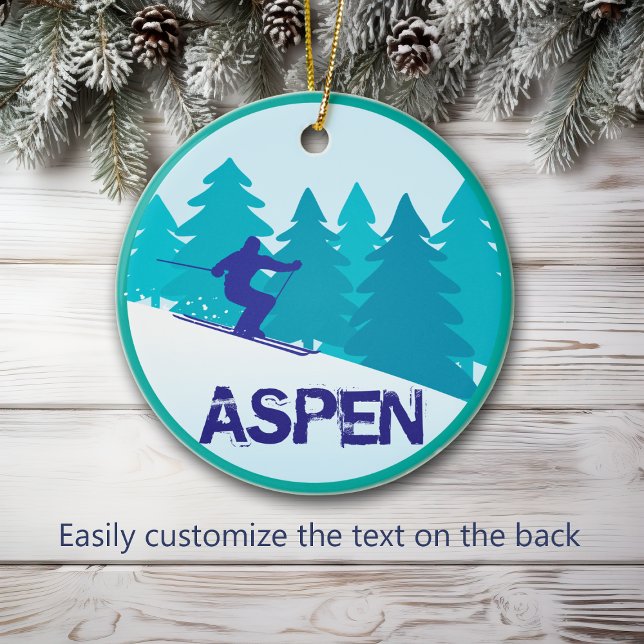 Aspen Ski Circle Personalized Ceramic Ornament (Creator Uploaded)