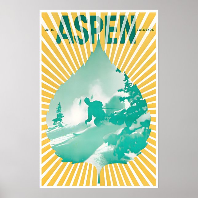 Aspen Ski Poster Colorado Art Retro Skiing Print (Front)