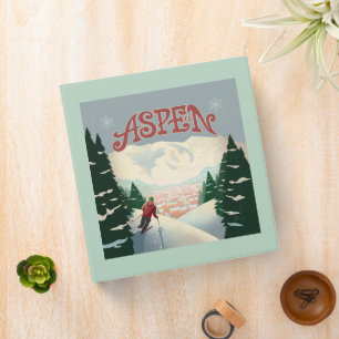 Aspen Skier   Colorado 3 Ring Binder