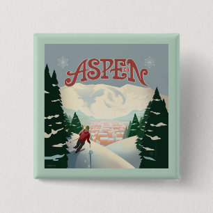 Aspen Skier Colorado Button