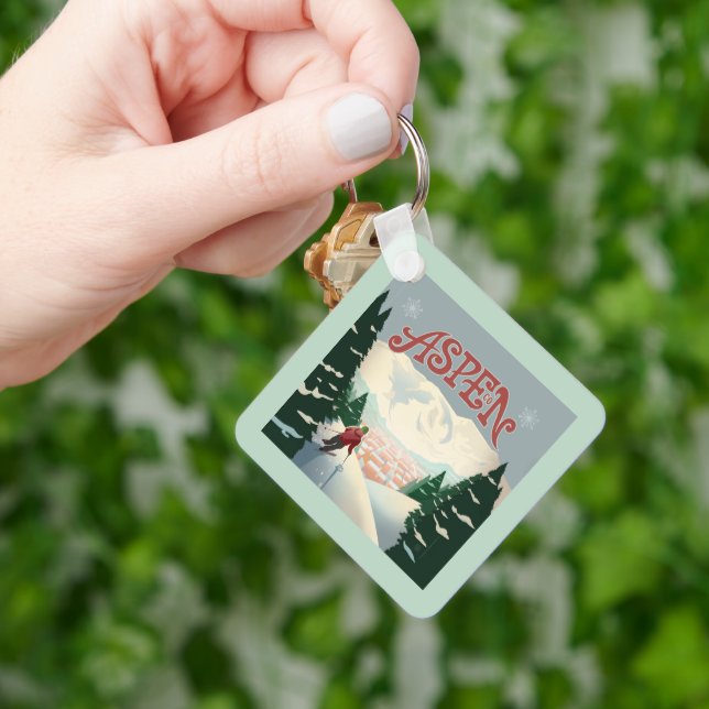 Aspen Skier | Colorado Keychain (Hand)