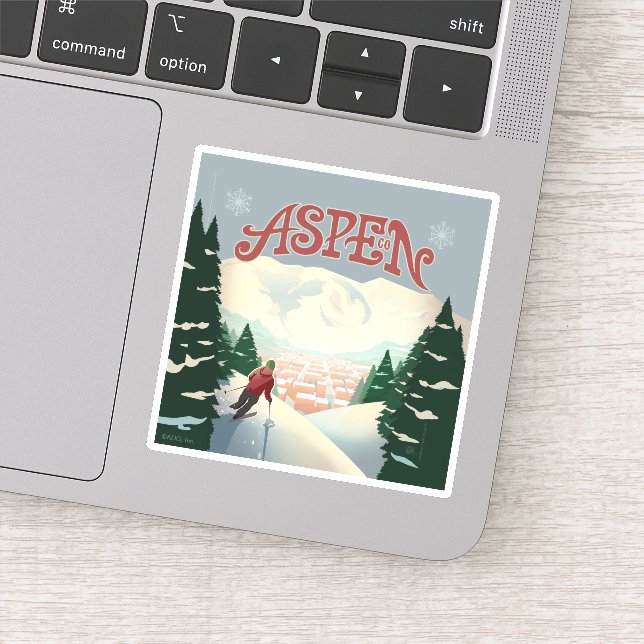 Aspen Skier | Colorado Sticker (Detail)