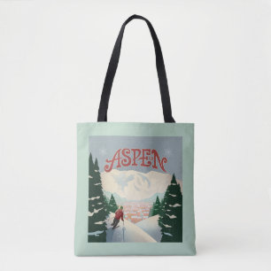 Aspen Skier Colorado Tote Bag