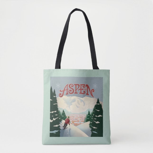 Aspen Skier | Colorado Tote Bag (Front)
