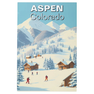 Aspen Skiing, Colorado Vintage Travel Wall Art
