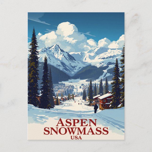 Aspen Snowmass Ski Resort Colorado Postcard (Front)
