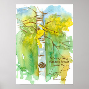 Aspen Tree Bible Scripture Psalms 150:6 Autumn Poster