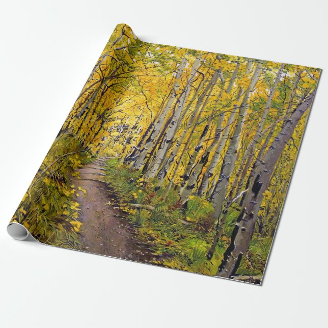 Aspen Tree Forest in Autumn Wrapping Paper (Unrolled)