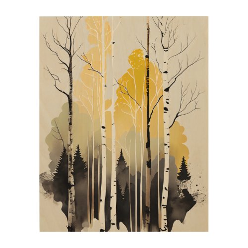 Aspen tree forest in winter wood wall art