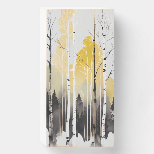 Aspen tree forest in winter wooden box sign (Front Vertical)