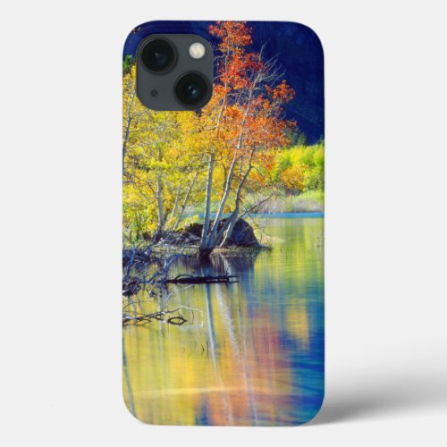 Aspen tree in autumn reflecting in Grant Lake iPhone 13 Case