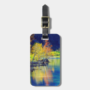 Aspen tree in autumn reflecting in Grant Lake Luggage Tag