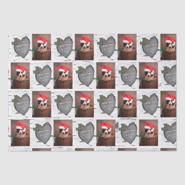 Aspen Tree Rustic Wood Heart Family Photo Xmas Wra Tissue Paper (Front)