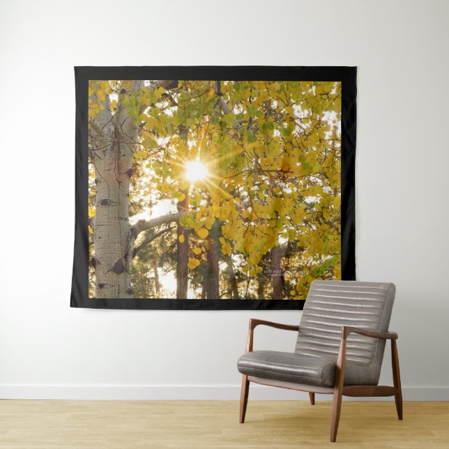 Aspen Tree With Yellow Fall Foliage Sunburst 68x80 Tapestry (In Situ (Horizontal))