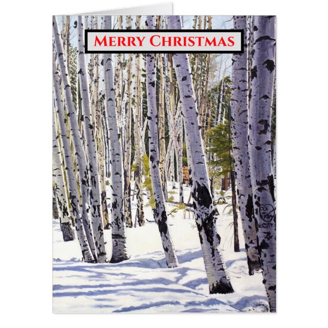 Aspen Tree Woodland Christmas Card (Front)