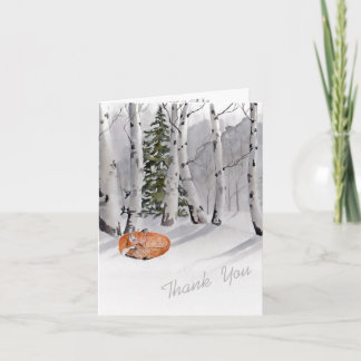 Aspen trees and sleeping fox card
