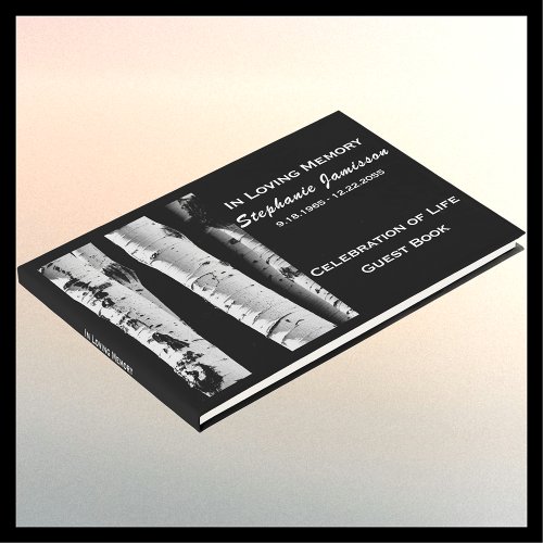 Aspen Trees Black and White Celebration of Life Guest Book