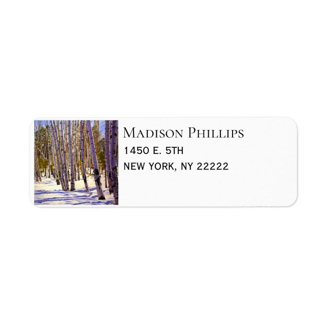 Aspen Trees in a Winter Forest Label (Front)