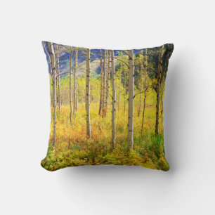 Aspen Trees in Autumn in the Rockies Throw Pillow