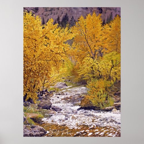 Aspen Trees in Colorful Autumn Poster