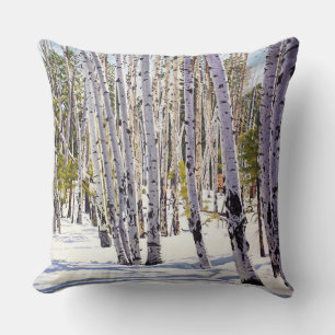 Aspen Trees in the Forest Throw Pillow