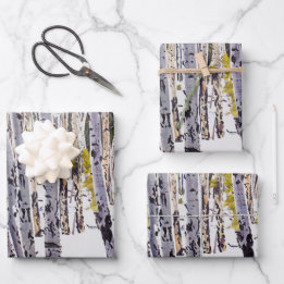 Aspen Trees in the Forest Wrapping Paper Sheets
