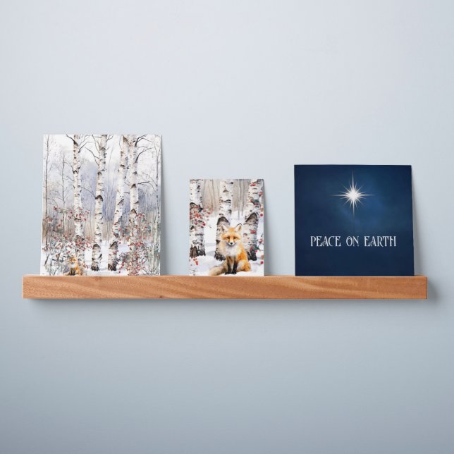 Aspen Trees in Winter with Red Fox  Picture Ledge (Wall)