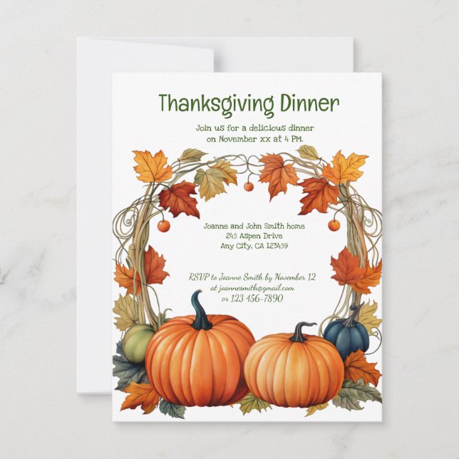 Aspen Trees  Thanksgiving Day Dinner Invitation (Front)