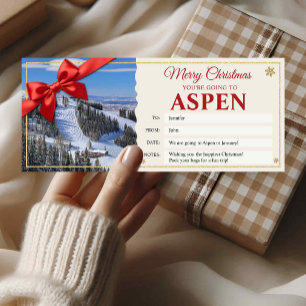 Aspen Trip Christmas Reveal Gift Ticket Card