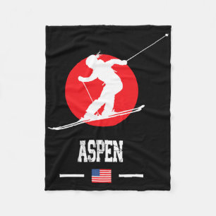 Aspen Usa Ski Resort Rocky Mountains American Skii Fleece Blanket