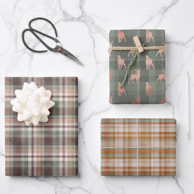 Aspen Winter Plaid Wrapping Paper Sheets (Front)