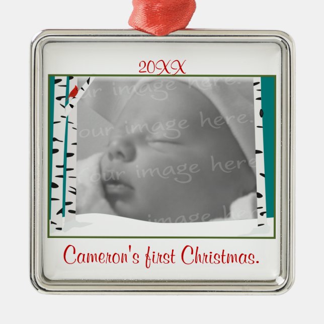 Aspen Woods Personalized Photo Ornament (Front)