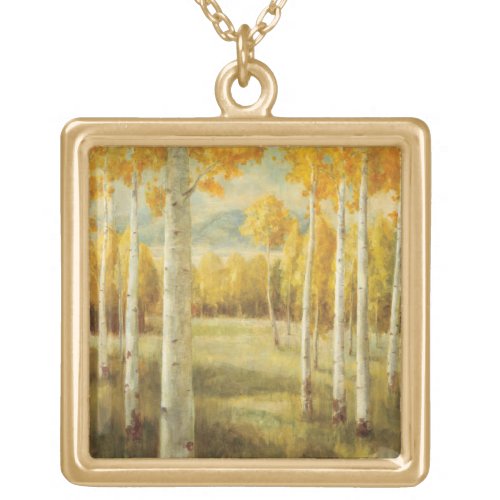 Aspens in Autumn Gold Plated Necklace