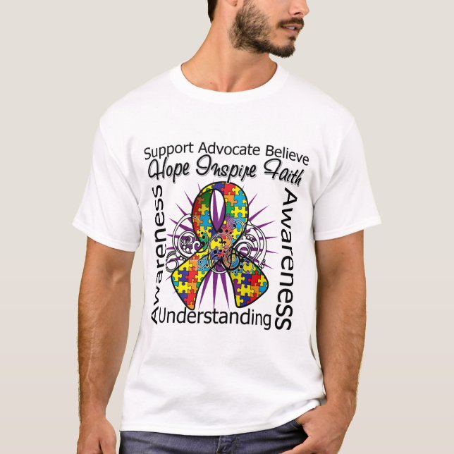Asperger Syndrome Inspirations Spiral Ribbon T-Shirt (Front)