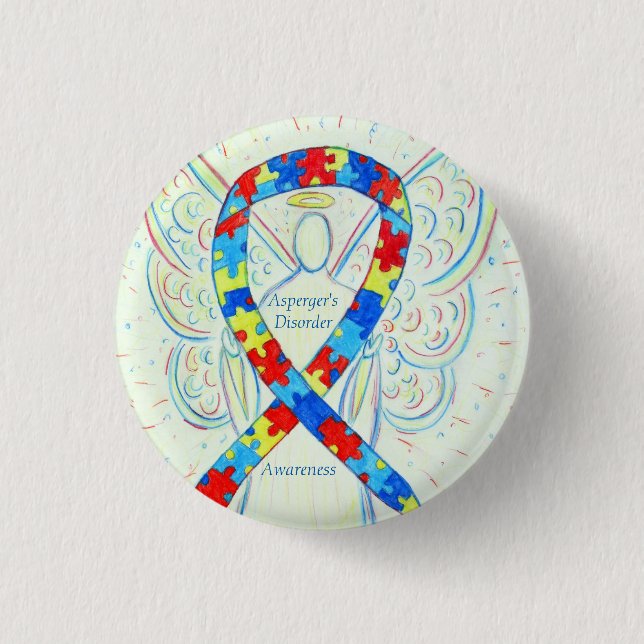 Asperger's Disorder Angel Puzzle Ribbon Pins (Front)