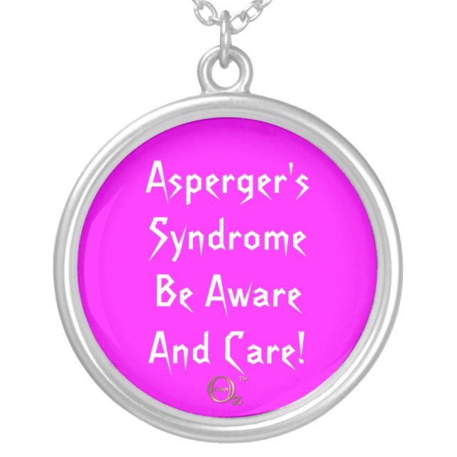Asperger's Syndrome Be Aware and Care! Silver Plated Necklace (Front)