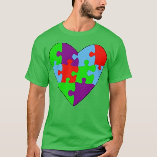 Aspergers Syndrome Heart Colorful Puzzle 2 T_Shirt