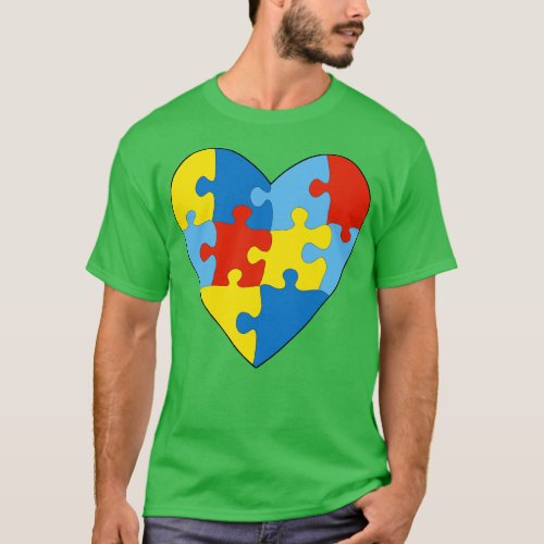 Aspergers Syndrome Heart Colorful Puzzle T_Shirt