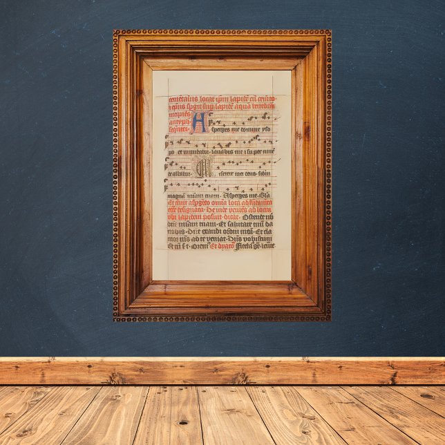 Asperges me Gregoriant Chant Medieval Manuscript Poster (Asperges me Antiphon Gregoriant Chant Music Sheet Medieval Manuscript Catholic Christian Poster)