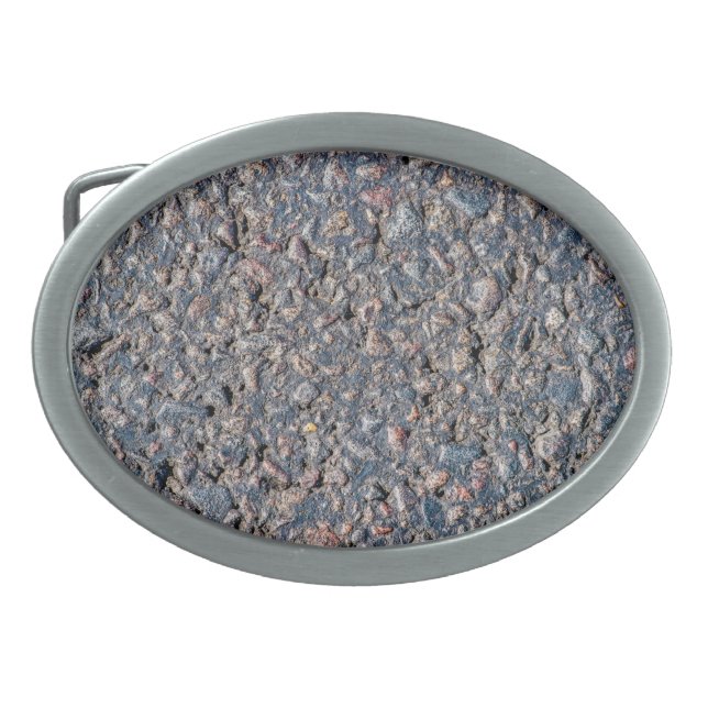 Asphalt and pebbles texture oval belt buckle (Front)