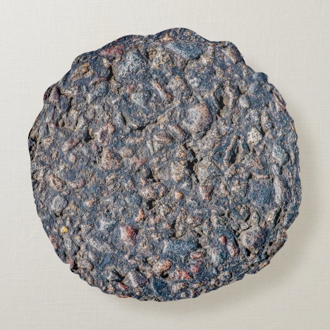 Asphalt and pebbles texture round pillow (Back)