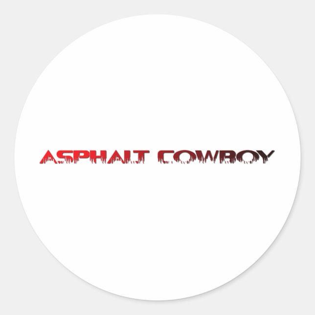 Asphalt Cowboy Red Name Line 1 Classic Round Sticker (Front)
