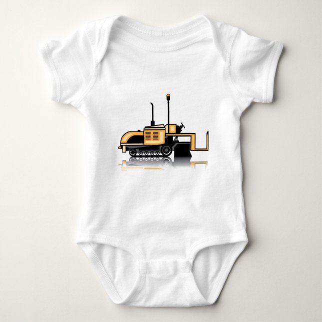 Asphalt paver vector baby bodysuit (Front)