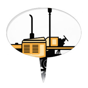 Asphalt paver vector cake topper