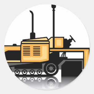 Asphalt paver vector classic round sticker